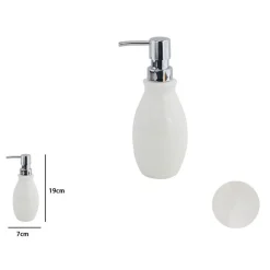 DISPENSER PORTA SAPONE LIQUIDO IN ABS BIANCO PELLE ARREDO DA BAGNO ELEGANTE 87786