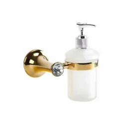 DISPENSER PORTA SAPONE LIQUIDO SUPPORTO BAGNO MURO CASA DORATO ORO DGO-103