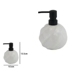 DISPENSER PORTA SAPONE LIQUIDO SFERA CERAMICA RIGATO OBBLIQUO BIANCO ARREDO BAGNO 87798