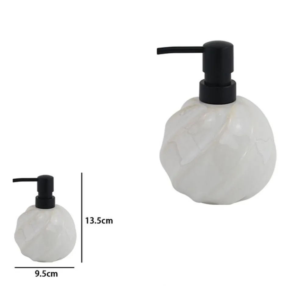 DISPENSER PORTA SAPONE LIQUIDO SFERA CERAMICA RIGATO OBBLIQUO BIANCO ARREDO BAGNO 87798