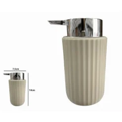 DISPENSER PORTA SAPONE LIQUIDO ACCESSORIO ARREDO BAGNO BEIGE DECORO PLISSÈ 59093