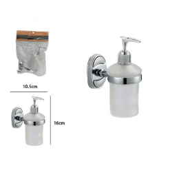 DISPENSER PORTA SAPONE LIQUIDO VETRO SATINATO FISSAGGIO PARETE BAGNO OVALE 52011