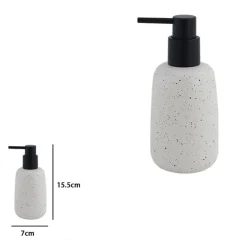 DISPENSER PORTA SAPONE LIQUIDO IN CERAMICA BIANCO EFFETTO PIETRA GRANITO BAGNO 87805