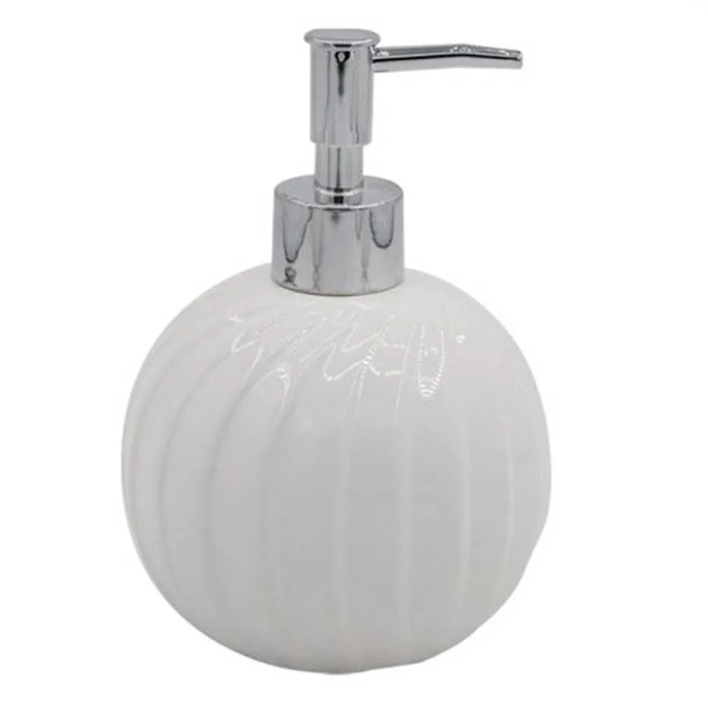 DISPENSER PORTA SAPONE LIQUIDO SFERICO CERAMICA RIGATA BIANCO ARREDO BAGNO 79957