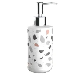 DISPENSER PORTA SAPONE LIQUIDO GRANIGLIA BIANCO MULTICOLORE ARREDO BAGNO 69834