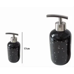 DISPENSER PORTA SAPONE LIQUIDO NERO MACCHIATO ARGENTO BAGNO MODERNO ARREDO 59930