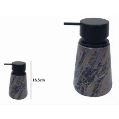 DISPENSER PORTA SAPONE LIQUIDO ARREDO BAGNO EFFETTO MARMORIZZATO NERO ORO 59891