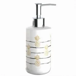 DISPENSER PORTA SAPONE LIQUIDO BIANCO ANANAS ACCESSORIO PER ARREDO BAGNO 69752