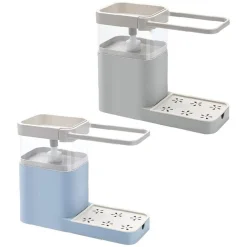 DISPENSER PORTA SAPONE LIQUIDO DOSATORE ORGANIZER PER LAVELLO LAVABO 21x12x25x9