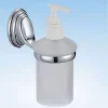 DISPENSER PORTA SAPONE LIQUIDO VETRO SATINATO FISSAGGIO PARETE BAGNO CIRCLE 52028