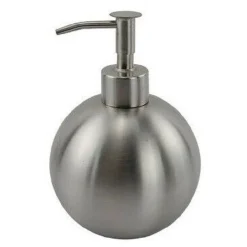 DISPENSER PORTA SAPONE LIQUIDO PORTASAPONE METALLO SATINATO SFERA ELEGANTE 69458