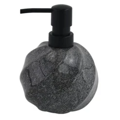 DISPENSER PORTA SAPONE LIQUIDO SFERICO IN CERAMICA RIGATO MARMO NERO ARREDO BAGNO 87794