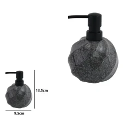 DISPENSER PORTA SAPONE LIQUIDO SFERICO IN CERAMICA RIGATO MARMO NERO ARREDO BAGNO 87794