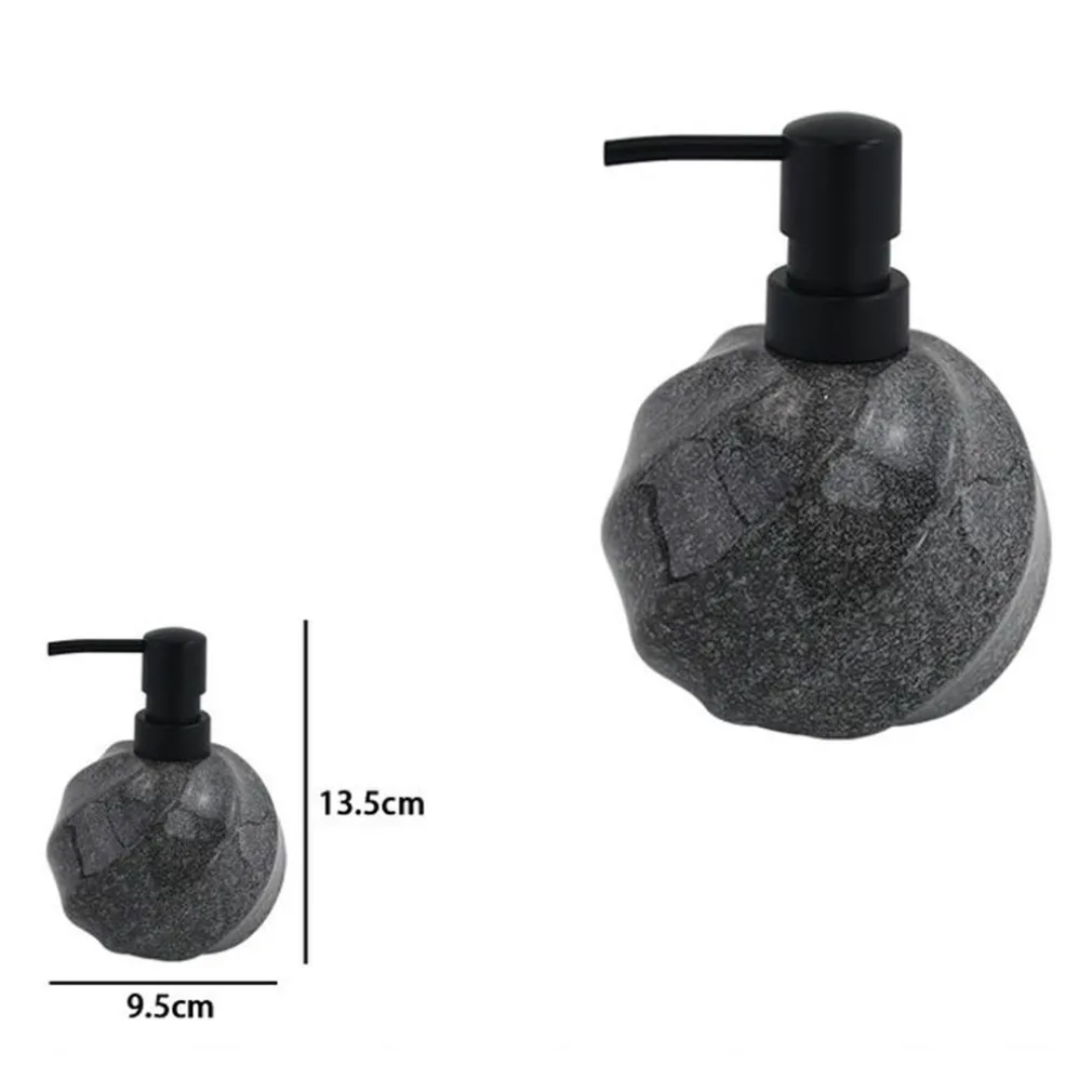 DISPENSER PORTA SAPONE LIQUIDO SFERICO IN CERAMICA RIGATO MARMO NERO ARREDO BAGNO 87794