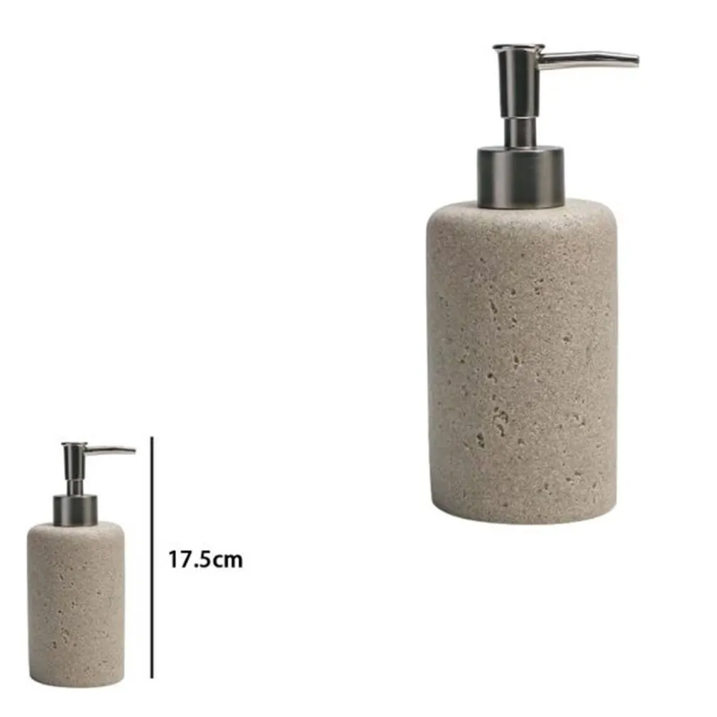 DISPENSER PORTA SAPONE LIQUIDO PIETRA CEMENTO NATURALE ACCESSORIO ARREDO DA BAGNO 87823