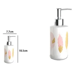 DISPENSER PORTA SAPONE LIQUIDO BIANCO CON PIUME ACCESSORI PER ARREDO BAGNO 69793