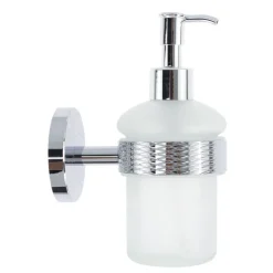 DISPENSER PORTA SAPONE PER SAPONE LIQUIDO IN ACCIAIO VETRO ACCESSORIO ARREDO BAGNO 87918