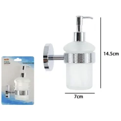 DISPENSER PORTA SAPONE PER SAPONE LIQUIDO IN ACCIAIO VETRO ACCESSORIO ARREDO BAGNO 87918