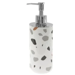 DISPENSER PORTASAPONE CILINDRICO GRANIGLIA BIANCO MULTICOLORE ARREDO BAGNO 69839