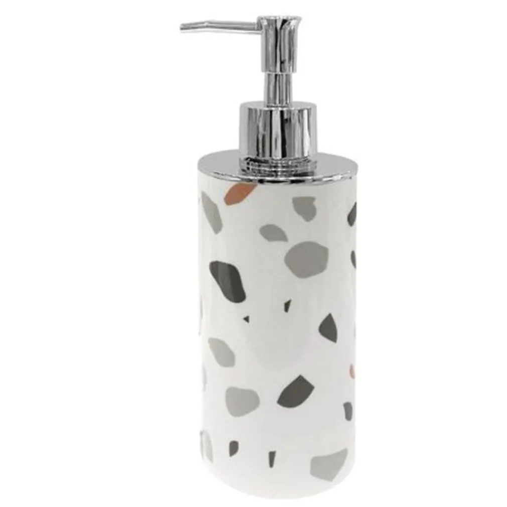 DISPENSER PORTASAPONE CILINDRICO GRANIGLIA BIANCO MULTICOLORE ARREDO BAGNO 69839