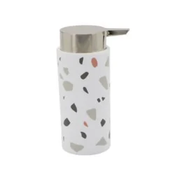 DISPENSER PORTASAPONE CILINDRICO GRANIGLIA BIANCO MULTICOLORE IN PLASTICA 69839