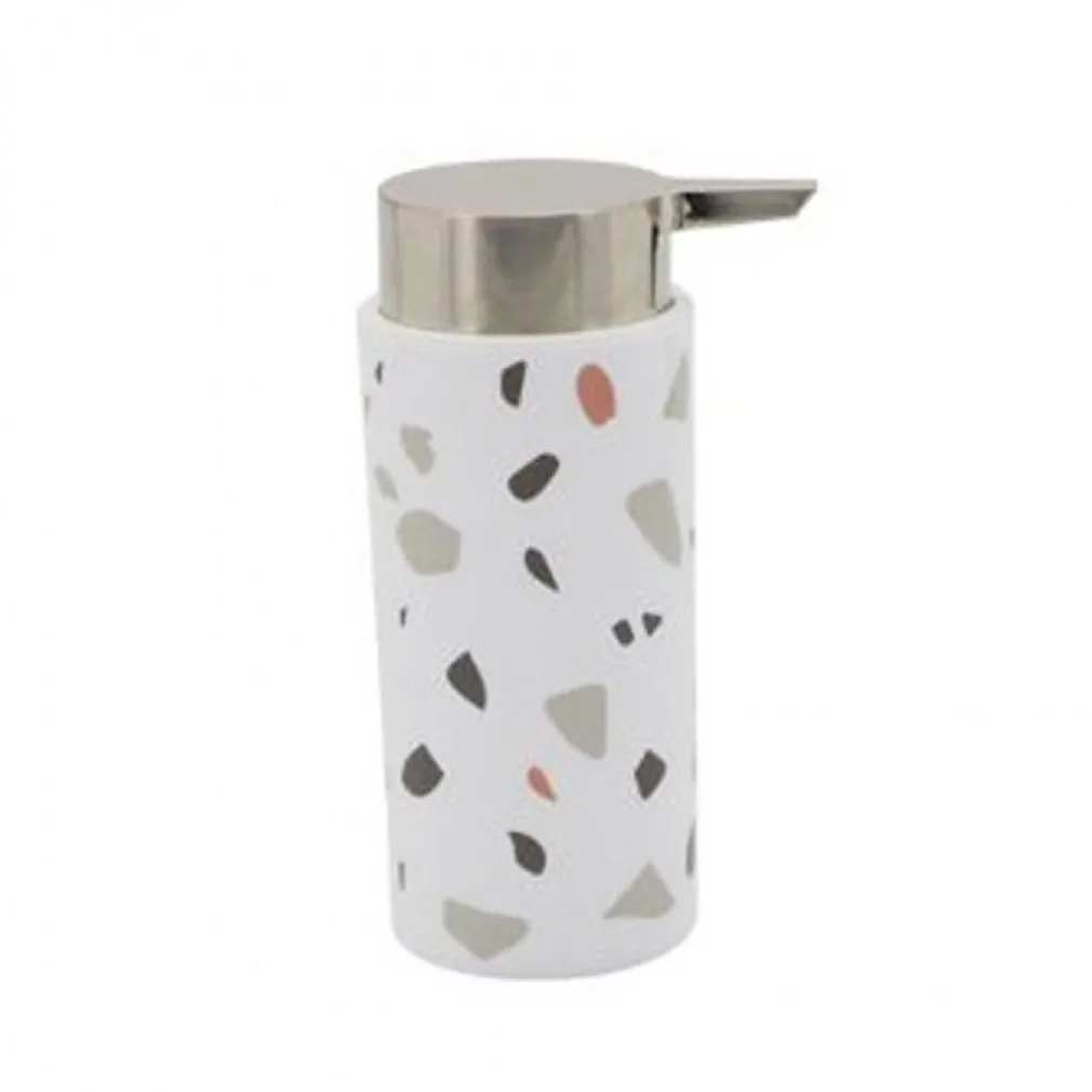 DISPENSER PORTASAPONE CILINDRICO GRANIGLIA BIANCO MULTICOLORE IN PLASTICA 69839