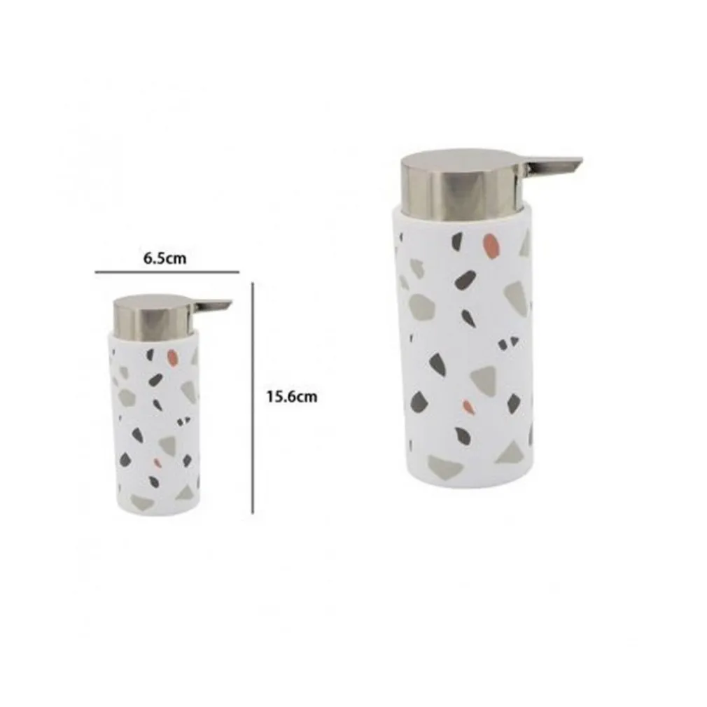 DISPENSER PORTASAPONE CILINDRICO GRANIGLIA BIANCO MULTICOLORE IN PLASTICA 69839