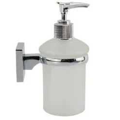 DISPENSER PORTASAPONE LIQUIDO VETRO SATINATO FISSAGGIO PARETE BAGNO SQUARE 59188