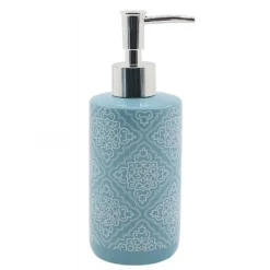 DISPENSER PORTASAPONE LIQUIDO AZZURRO CON MAIOLICHE ARREDO ACCESSORI BAGNO 87021