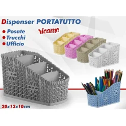 DISPENSER PORTATUTTO ORGANIZER RICAMO MILLEUSI POSATE TRUCCHI UFFICIO COLORATO