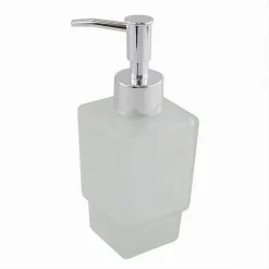 DISPENSER RICAMBIO PORTA SAPONE LIQUIDO VETRO SATINATO CUBICO BAGNO ACCESSORI 87265