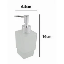 DISPENSER RICAMBIO PORTA SAPONE LIQUIDO VETRO SATINATO CUBICO BAGNO ACCESSORI 87265