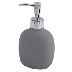 DISPENSER SAPONE LIQUIDO GRIGIO IN ABS CON POMPA CROMO PER BAGNO ACCESSORIO 87809