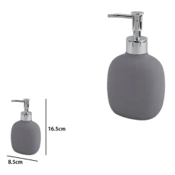 DISPENSER SAPONE LIQUIDO GRIGIO IN ABS CON POMPA CROMO PER BAGNO ACCESSORIO 87809