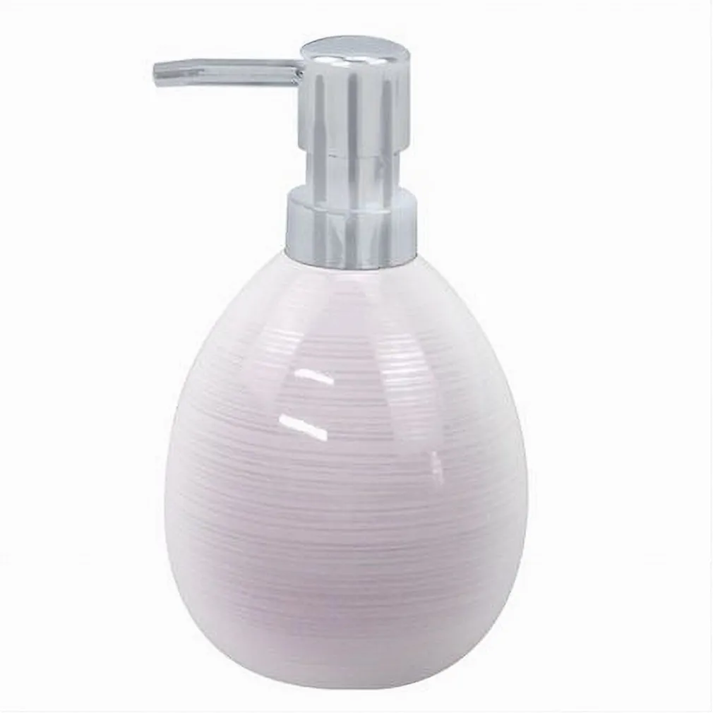 DISPENSER SAPONE LIQUIDO IN CERAMICA STRIATO ROSATO EROGATORE SILVER BAGNO 59872
