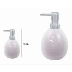 DISPENSER SAPONE LIQUIDO IN CERAMICA STRIATO ROSATO EROGATORE SILVER BAGNO 59872