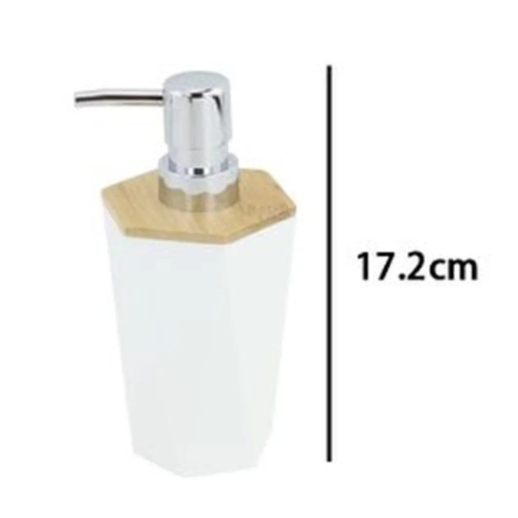 DISPENSER SAPONE LIQUIDO A CILINDRO ESAGONALE GEOMETRICO BIANCO LEGNO DA BAGNO 10836