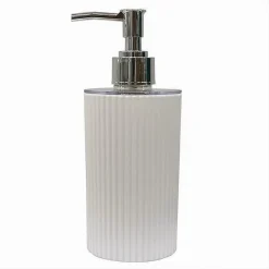 DISPENSER SAPONE LIQUIDO LAVANDINO BIANCO RIGATO ACCESSORIO ARREDO BAGNO 79161