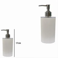 DISPENSER SAPONE LIQUIDO LAVANDINO BIANCO RIGATO ACCESSORIO ARREDO BAGNO 79161