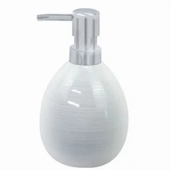 DISPENSER SAPONE LIQUIDO CERAMICA STRIATO EROGATORE SILVER ACCESSORI BAGNO 59869