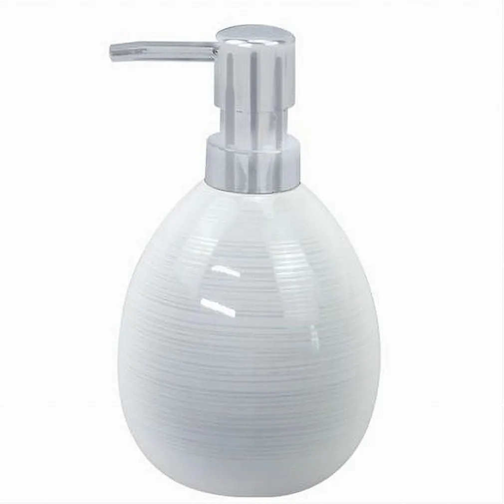 DISPENSER SAPONE LIQUIDO CERAMICA STRIATO EROGATORE SILVER ACCESSORI BAGNO 59869
