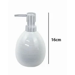 DISPENSER SAPONE LIQUIDO CERAMICA STRIATO EROGATORE SILVER ACCESSORI BAGNO 59869