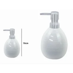 DISPENSER SAPONE LIQUIDO CERAMICA STRIATO EROGATORE SILVER ACCESSORI BAGNO 59869