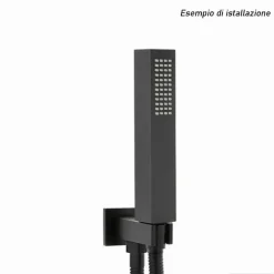 DOCCETTA DOCCINO QUADRATO SLIM ULTRA MODERNO NERO SOFFIONE DOCCIA BAGNO VASCA 87478