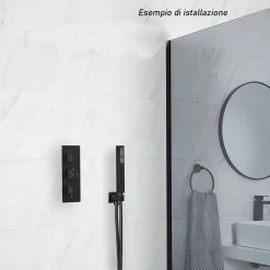 DOCCETTA DOCCINO QUADRATO SLIM ULTRA MODERNO NERO SOFFIONE DOCCIA BAGNO VASCA 87478