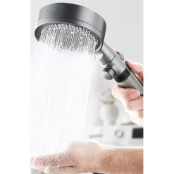 DOCCETTA MULTIGETTO SOFFIONE DOCCIA FILTRATO BAGNO PULSANTE MODERNO FILTRO GRIGIO 87528