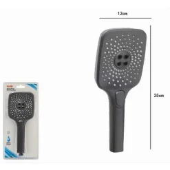 DOCCETTA REGOLABILE CON PULSANTE TESTA GRANDE DOCCIA QUADRATA BAGNO 12X25CM 87130