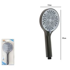 DOCCETTA SOFFIONE DOCCIA REGOLABILE MULTIGETTO 25X12CM 87134 TONDO BAGNO NERO GRIGIO