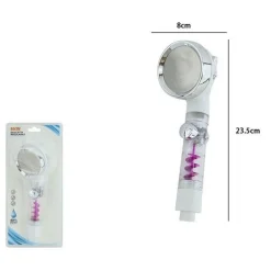 DOCCETTA SOFFIONE DOCCIA BAGNO CON PULSANTE STOP MULTIGETTO VENTOLA A SPIRALE 87534