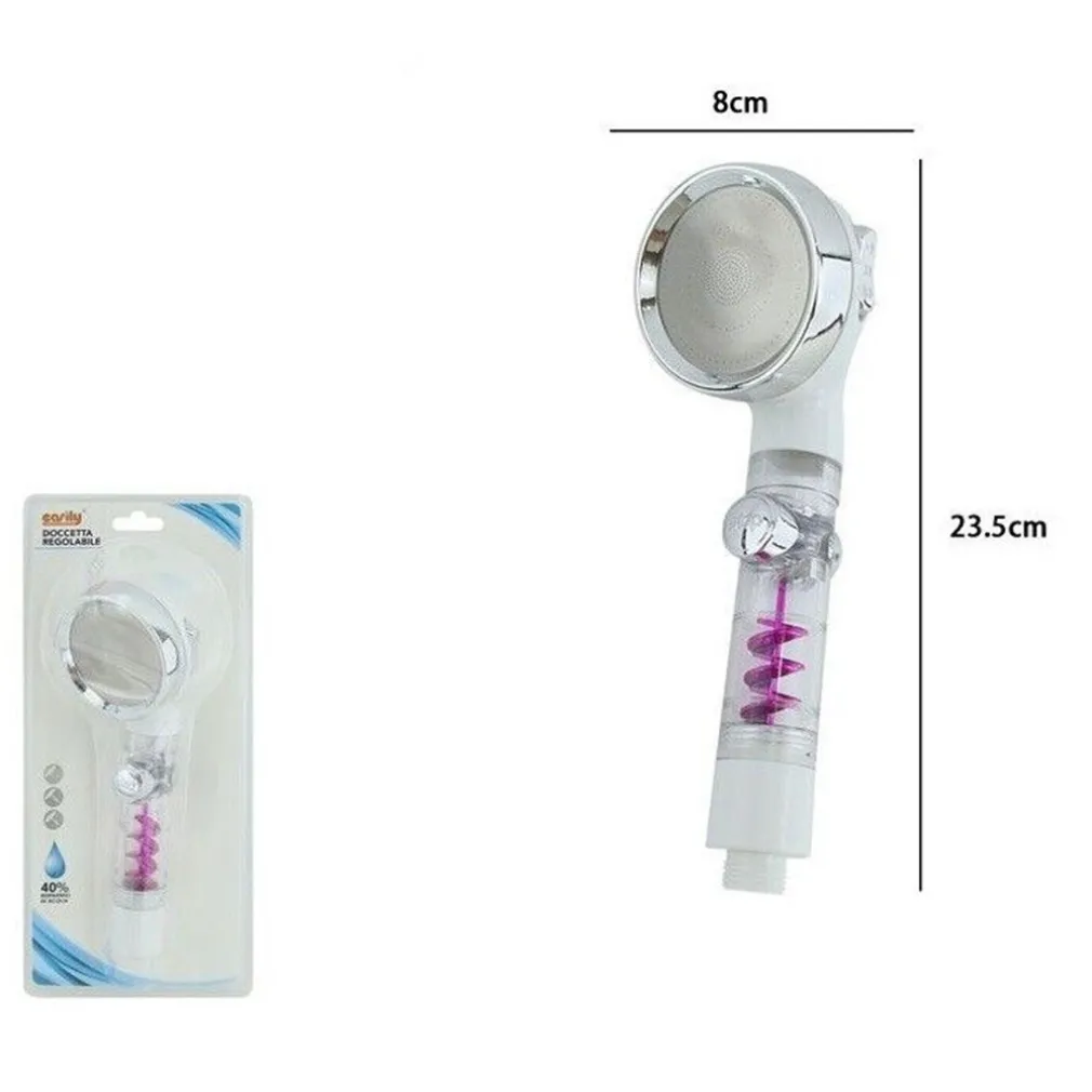 DOCCETTA SOFFIONE DOCCIA BAGNO CON PULSANTE STOP MULTIGETTO VENTOLA A SPIRALE 87534